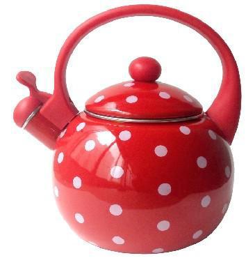 Чайник эмалированный металлический со свистком KELLI KL- 4426 2,5л красный - фото 1 - id-p215924006