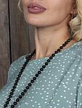 Бусы длинные женские жемчуг бижутерия для женщин украшение на шею жемчужное ожерелье колье черные, фото 8