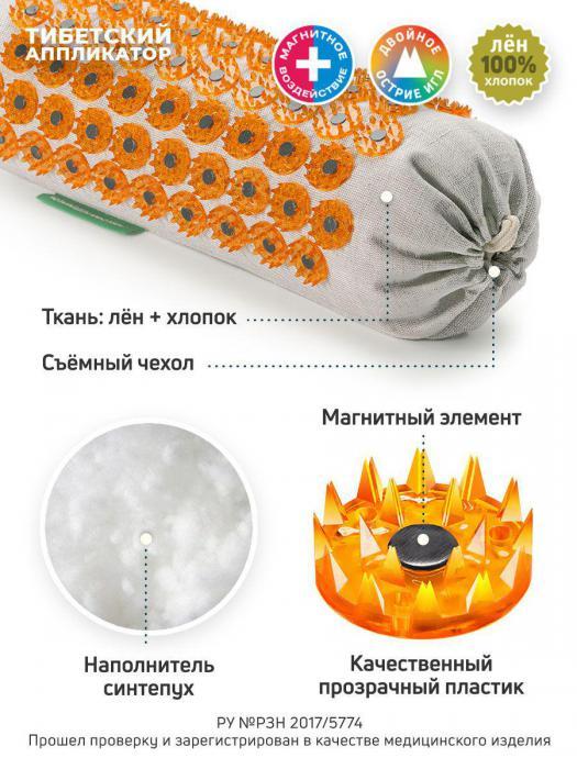 Аппликатор кузнецова валик массажный для шеи и поясницы с магнитами игольчатый массажер акупунктурный желтый - фото 5 - id-p215912989