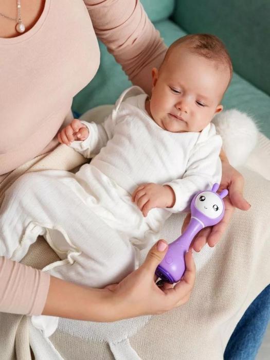 Развивающая интерактивная музыкальная детская игрушка Умный зайка заяц зайчик для малышей фиолетовый - фото 10 - id-p215915605