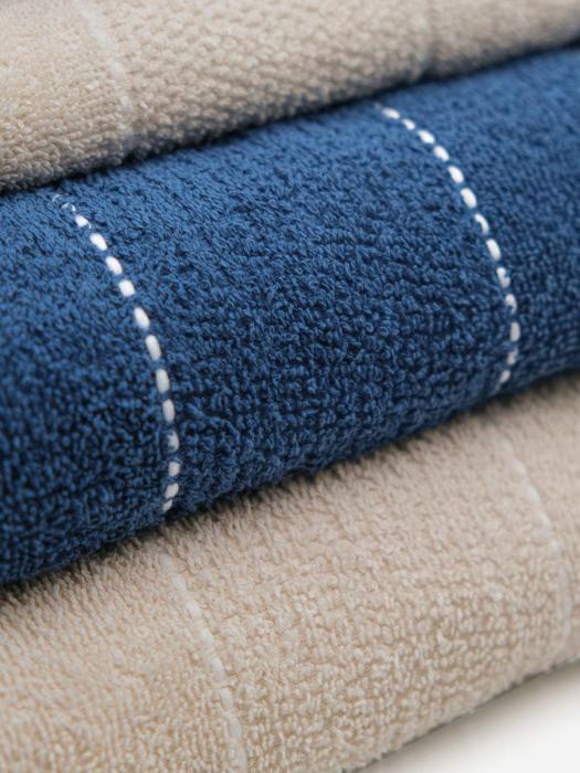 Набор полотенец для ванной махровые банные синий бежевый подарочный комплект в баню 4 штуки - фото 6 - id-p215915630