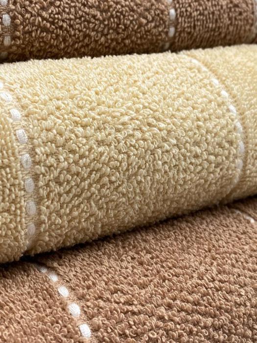 Набор полотенец для ванной махровые банные коричневый бежевый подарочный комплект в баню 4 штуки - фото 4 - id-p215915631