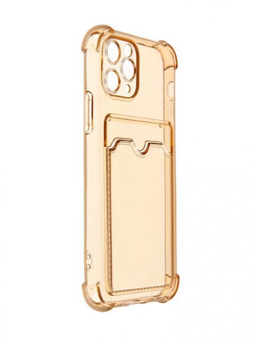 Чехол LuxCase для APPLE iPhone 11 Pro TPU с картхолдером на телефон прозрачный золотистый 63569 - фото 1 - id-p215917818