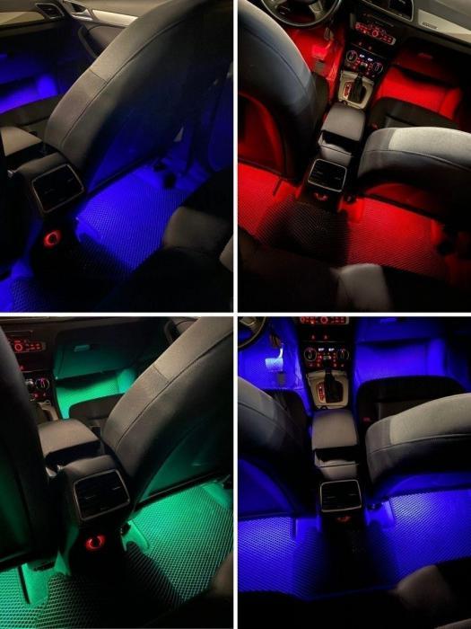 Неоновая лента в автомобиль салон машину Умная подсветка для авто rgb смарт ргб гибкий неон - фото 8 - id-p215915669