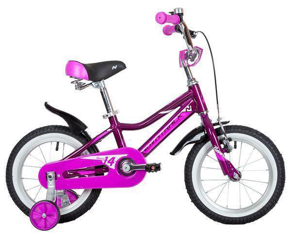 Детский велосипед для девочек с приставными колесами NOVATRACK 145ANOVARA.VL22 фиолетовый - фото 1 - id-p215917886