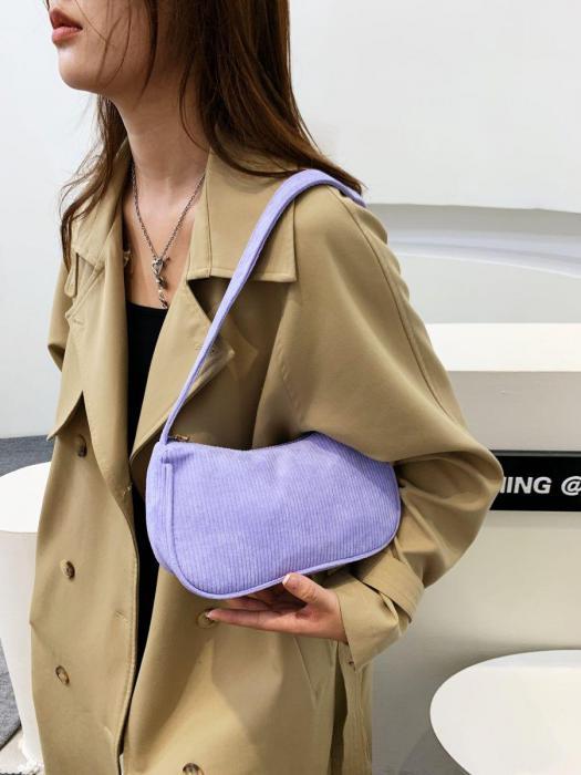Сумка-багет вельветовая женская через плечо с цепью маленькая фиолетовая сумочка луна тканевая модная - фото 7 - id-p215913113