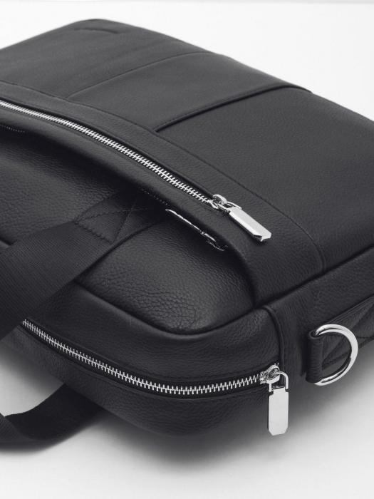 Портфель мужской женский кожаный натуральный деловой VS27 черная сумка для документов дипломат - фото 9 - id-p215915791