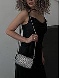 Клатч женский вечерний через плечо со стразами серебристый Блестящая сумка на цепочке Маленькая сумочка, фото 10