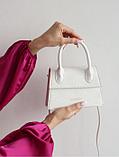 Клатч женский вечерний белый летний мини сумка через плечо сумочка маленькая для телефона, фото 4