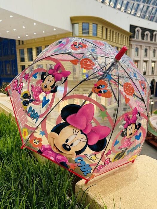 Зонт детский для девочки зонтик прозрачный трость купол микки маус - фото 1 - id-p215913228