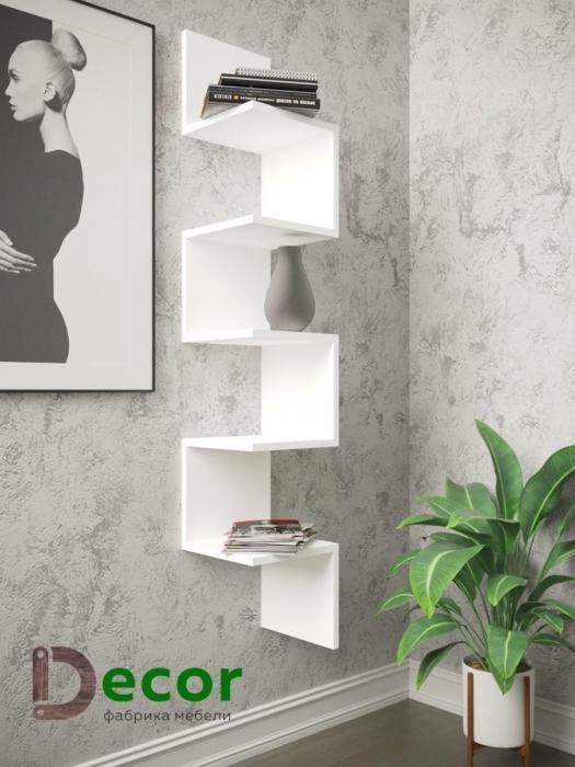 Полка стеллаж настенная для книг VS58 белая книжная навесная угловая из дерева на стену - фото 5 - id-p215915936