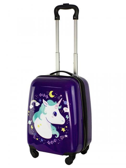 Детский чемодан на колесиках для девочки пластиковый небольшой ручная кладь дорожный Единорог - фото 3 - id-p215913348