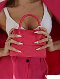 Сумка розовая женская маленькая летняя на плечо клатч сумочка фуксия мини кожаная для женщин, фото 9