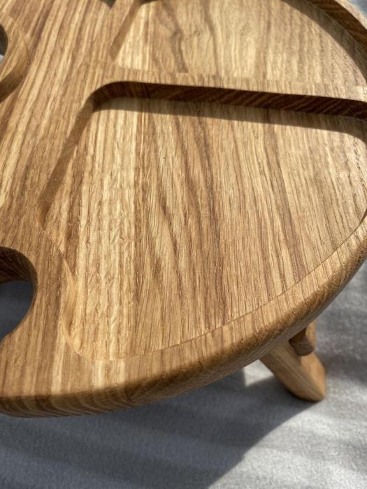 Винный столик VS33 деревянный поднос на двоих для вина завтрака менажница из дерева дуба - фото 9 - id-p215915963