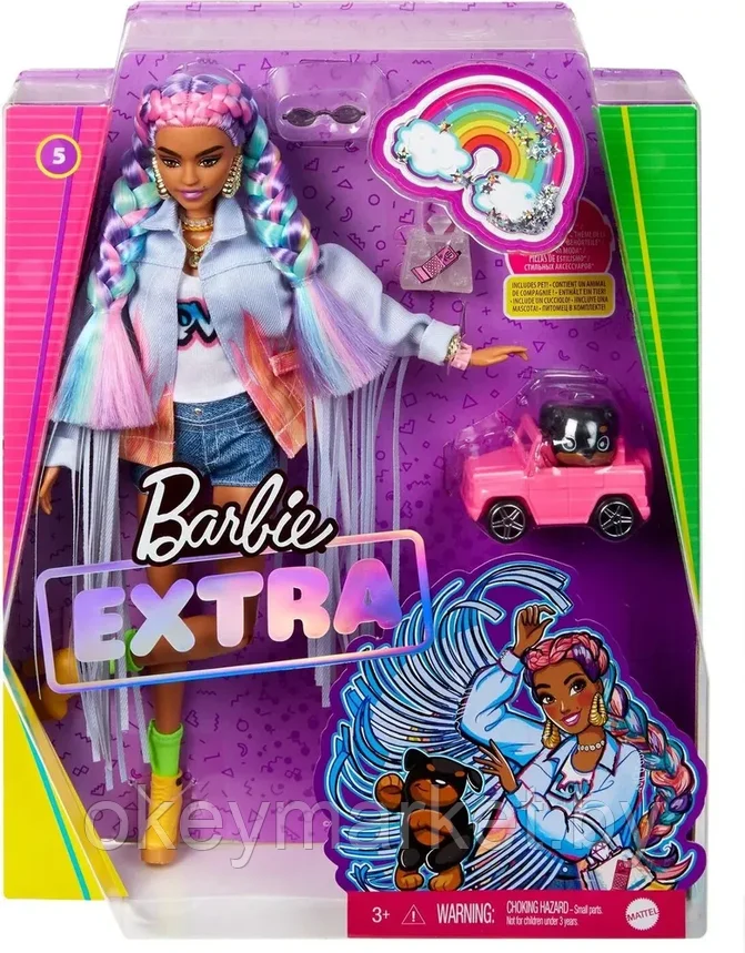 Кукла Barbie Экстра c радужными волосами GRN29, фото 2