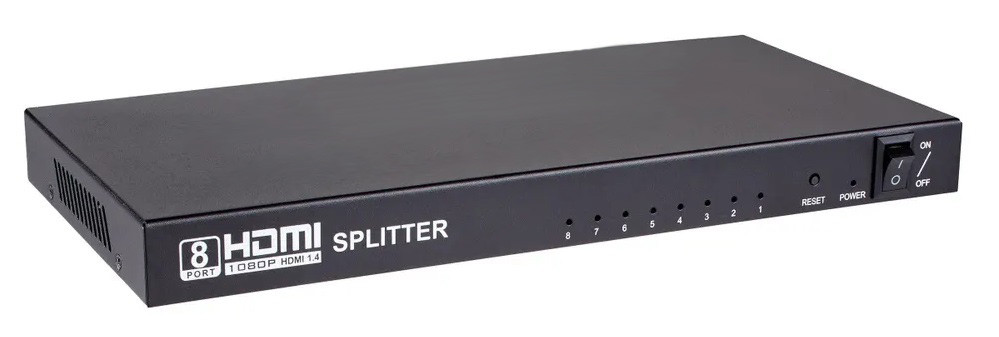 Адаптер - разветвитель - сплиттер 1×8 HDMI, FullHD 1080p 3D, ver.02, активный, черный 556583 - фото 3 - id-p215625485