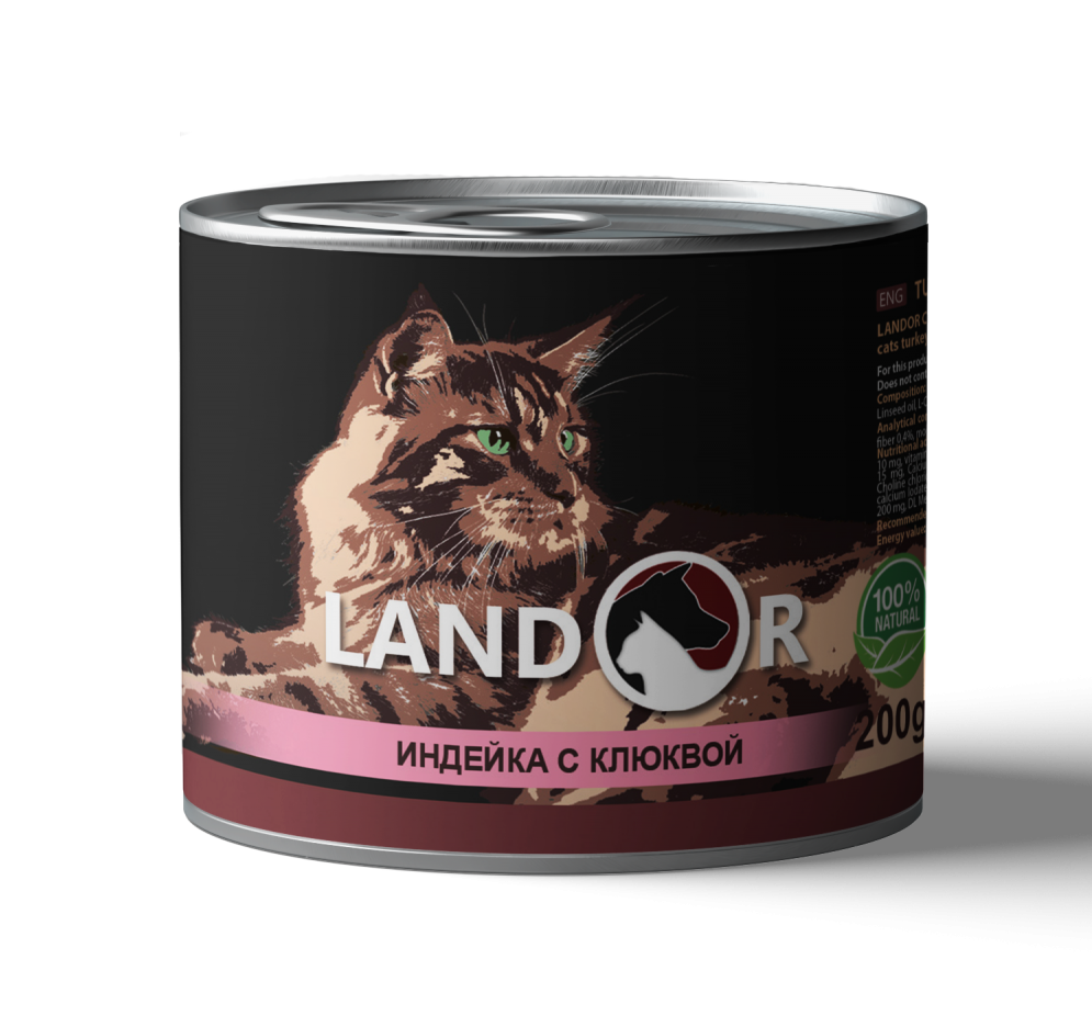 Landor Sterilized cat (индейка и клюква), 200 гр - фото 1 - id-p215963445