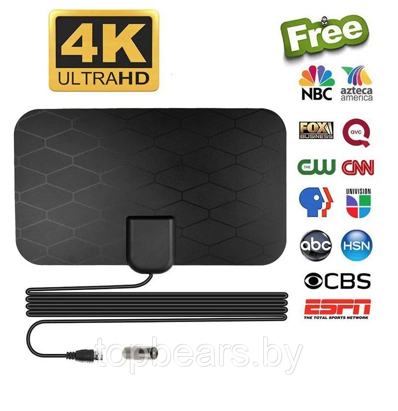 Телевизионная антенна TV Flat HD 4K ULTRA HD (FM/VHF/UHF, кабель 1,5 м) - фото 5 - id-p215963748