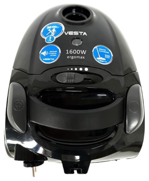 Пылесос для дома обычный с мешком и шнуром горизонтальный VESTA V4B1600 Чёрный - фото 2 - id-p215913243