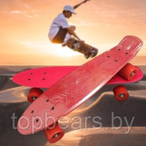 Скейтборд Пенни Борд (Penny Board) однотонный, матовые колеса 2 дюйма (цвет микс), до 60 кг. Красный - фото 1 - id-p179743952