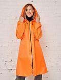 Женский дождевик на молнии с капюшоном оранжевый плотный яркий непромокаемый плащ для взрослых от дождя, фото 10