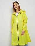 Женский дождевик на молнии с капюшоном желтый плотный яркий непромокаемый плащ для взрослых от дождя, фото 7