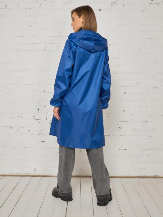Женский дождевик на молнии с капюшоном синий плотный яркий непромокаемый плащ для взрослых от дождя - фото 10 - id-p215916999