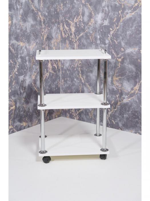 Тележка косметологическая парикмахерская NS88 белая деревянная этажерка столик на колесиках для маникюра - фото 3 - id-p215917003