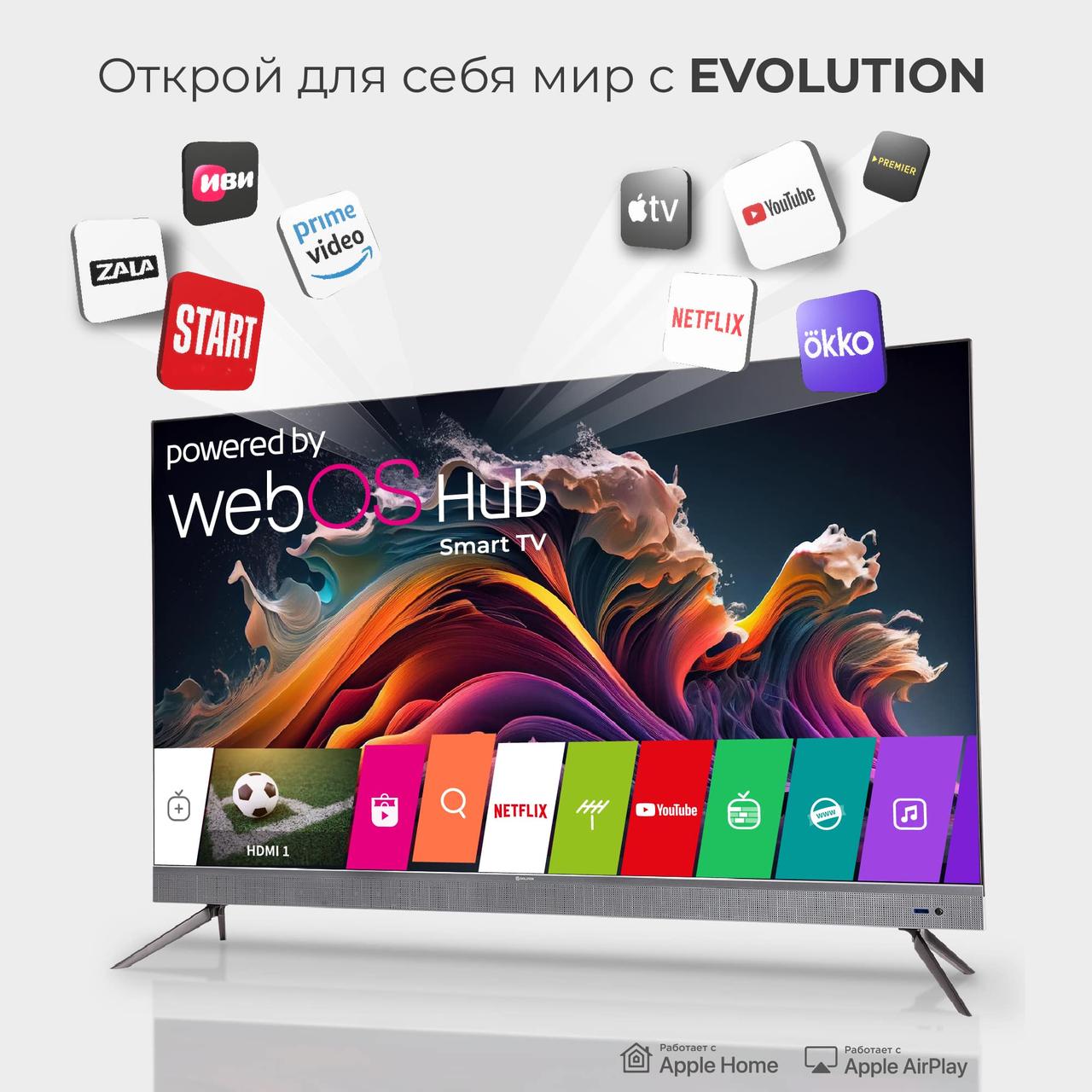 Телевизор с диагональю экрана 55 дюймов EVOLUTION 55" WOS55MR1SBUHD SmartTV (WebOS 6.0) - фото 7 - id-p215983928