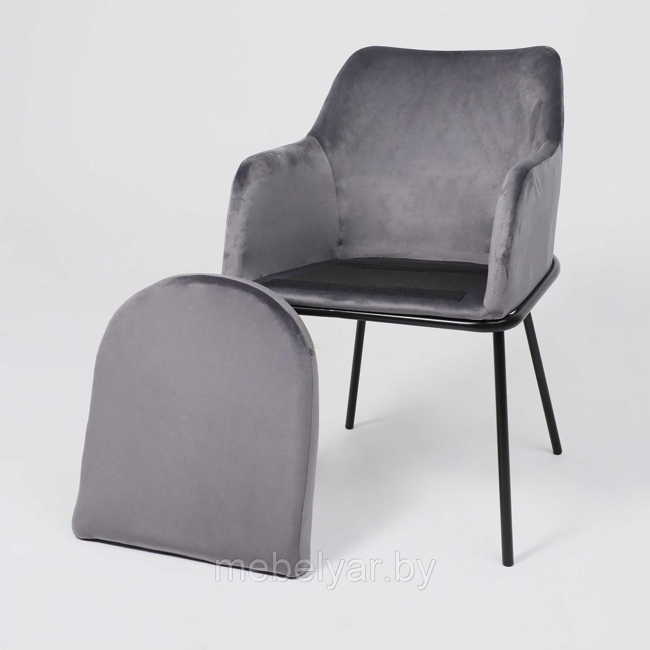Кресло AV 318, темно-серый бархат H-15/черный AksHome - фото 5 - id-p215988983