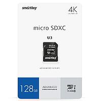 Карта памяти MicroSD 128GB - Smartbuy Class10 Advanced UHS-I (U3), 90/55 MB/s, + SD адаптер