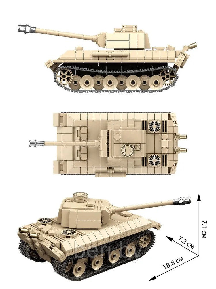 100245 Конструктор Quan guan Германский средний танк Panther, 472 детали, аналог LEGO - фото 3 - id-p215989446