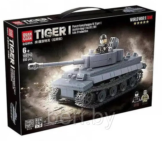 100242 Конструктор Quan guan Германский тяжелый танк Tiger, 503 детали, аналог LEGO - фото 1 - id-p215989786