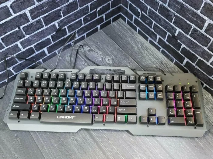 Игровая клавиатура проводная Linmony К-16 USB, русская клавиатура, черно-серый