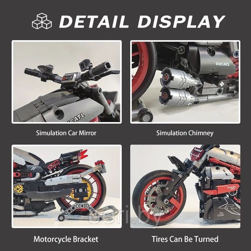 91021 Конструктор мотоцикла DUCATI 420el, 896 деталей, Аналог Лего Technic - фото 5 - id-p215989945
