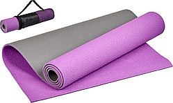 Коврик для йоги и фитнеса Bradex SF 0691, 183*61*0,6 см, двухслойный фиолетовый