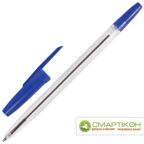 Ручка шариковая BRAUBERG "Line", СИНЯЯ, корпус прозрачный, узел 1 мм, линия письма 0,5 мм - фото 2 - id-p215910882