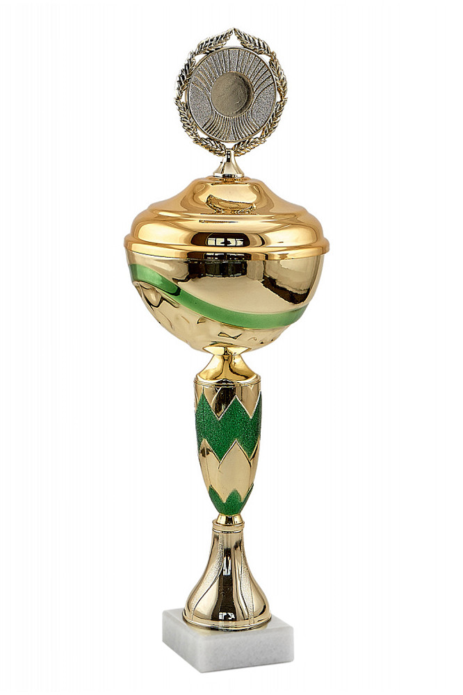 Кубок "Лето" на мраморной подставке с крышкой , высота 40 см, чаша 12 см арт. 046-260-120 КЗ120