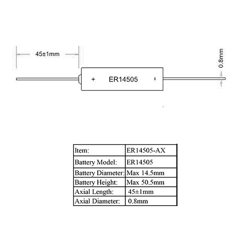 Элемент питания 14505 - ROBITON ER14505-AX (LSC2400-AA-axial), 3.6V, Lithium, с аксиальными выводами - фото 3 - id-p215992822