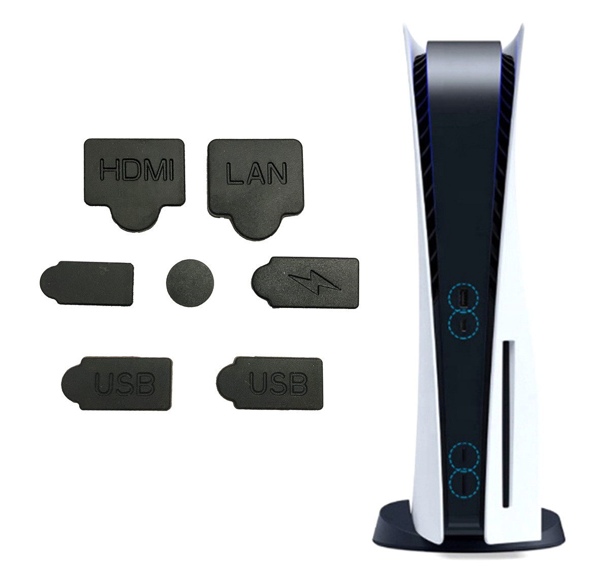 Набор из 7 заглушек для защиты портов PlayStation 5 от пыли SiPL - фото 2 - id-p215997434
