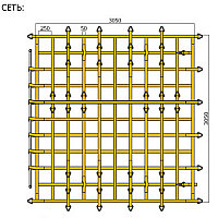 Крепёжная сеть ленточная 3050х3050мм, лента 50мм, ячейки 250х250мм, 3000 daN, РОМЕК КС 4-5