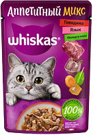 Whiskas Аппетитный микс (говядина с языком и овощами в желе), 75 гр