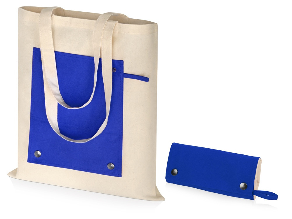 Складная хлопковая сумка для шопинга Gross с карманом, синий - фото 1 - id-p216017241