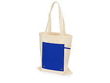 Складная хлопковая сумка для шопинга Gross с карманом, синий, фото 3