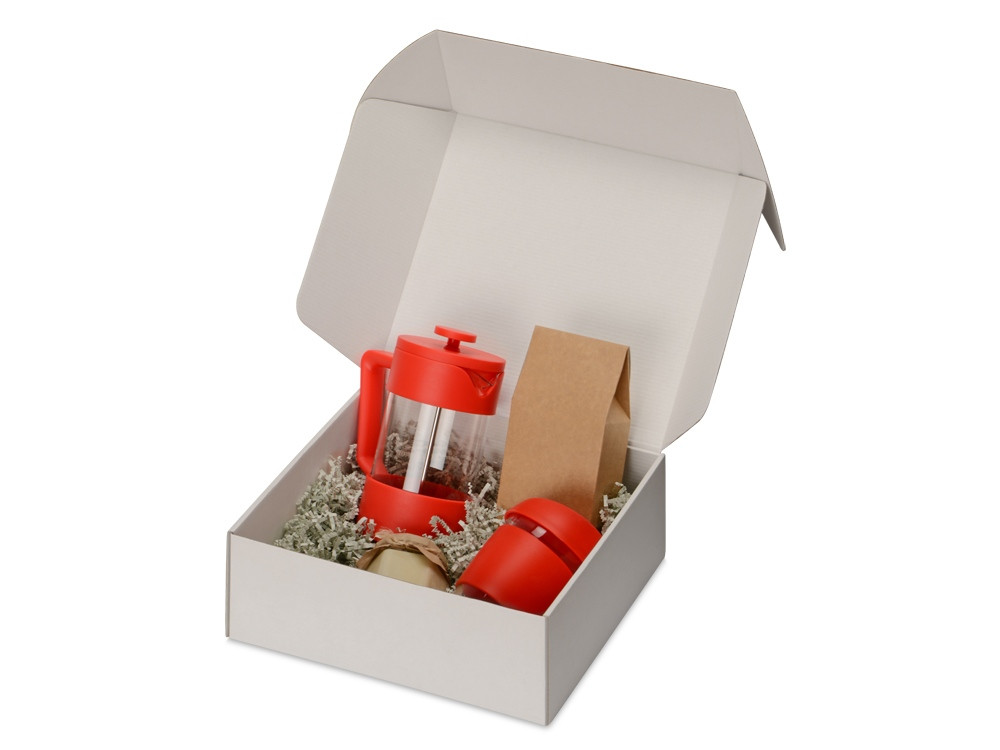 Подарочный набор с кофе, кружкой и френч-прессом Бодрое утро, красный - фото 2 - id-p216017309