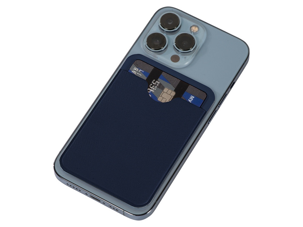 Чехол-картхолдер Favor на клеевой основе на телефон для пластиковых карт и и карт доступа, темно-синий - фото 5 - id-p216017352