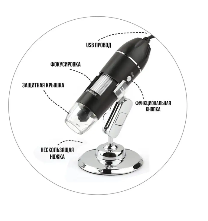 Цифровой USB-микроскоп Digital microscope electronic magnifier (4-х кратный ZOOM, с регулировкой 50-1600) - фото 6 - id-p148146022