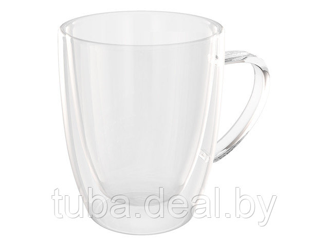 Кружка стеклянная с двойными стенками, 400 мл, серия Grande, QWERTY (Чашка стеклянная, ручной работы, с - фото 1 - id-p214617633