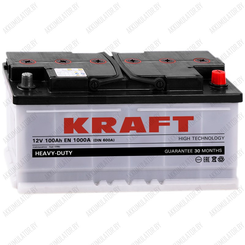 Аккумулятор Kraft / 100Ah / 1000А - фото 1 - id-p143940262