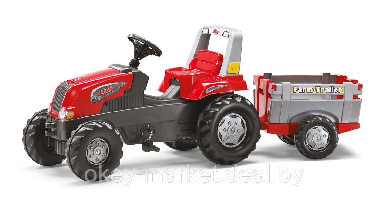 Детский педальный трактор с прицепом Junior Rolly Toys 800261